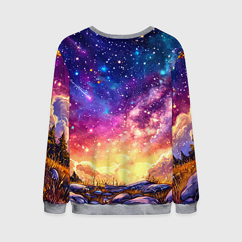 Мужской свитшот Лось и звездное небо / 3D-Меланж – фото 2