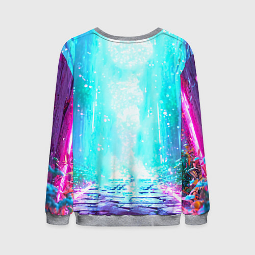 Мужской свитшот Ослик в неоновых искрах / 3D-Меланж – фото 2