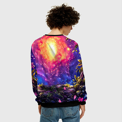Мужской свитшот Панда и космическое небо / 3D-Черный – фото 4