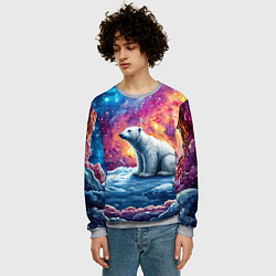 Свитшот мужской Белый медведь и звездное небо, цвет: 3D-меланж — фото 2