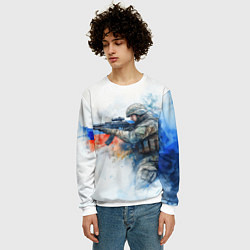 Свитшот мужской Русский солдат и флаг России, цвет: 3D-белый — фото 2