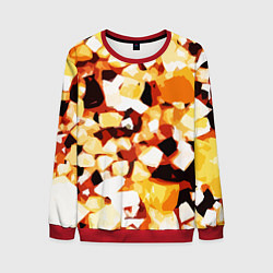 Свитшот мужской Жёлто-белая абстракция на чёрном фоне, цвет: 3D-красный
