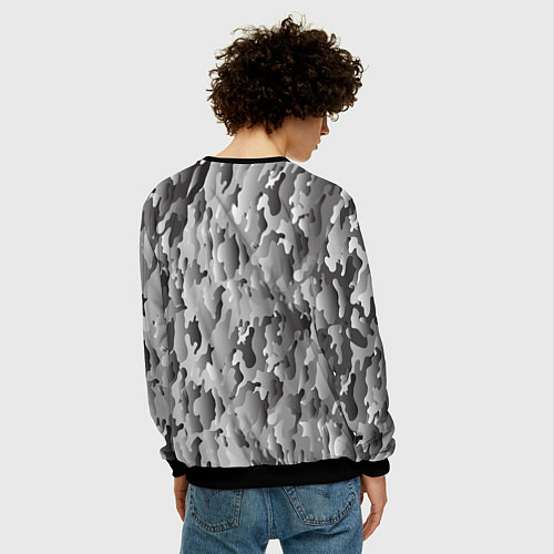 Мужской свитшот Монохромный камуфляж / 3D-Черный – фото 4