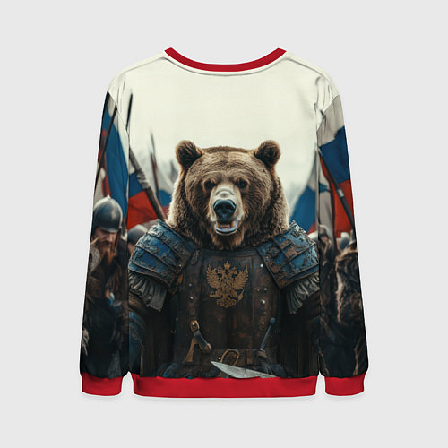 Мужской свитшот Русский воин медведь / 3D-Красный – фото 2
