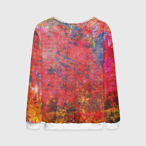 Мужской свитшот Абстракция - red yellow grunge / 3D-Белый – фото 2
