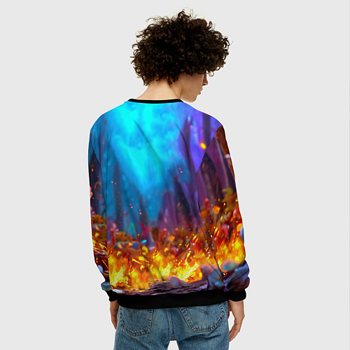 Мужской свитшот Енот в огне / 3D-Черный – фото 4