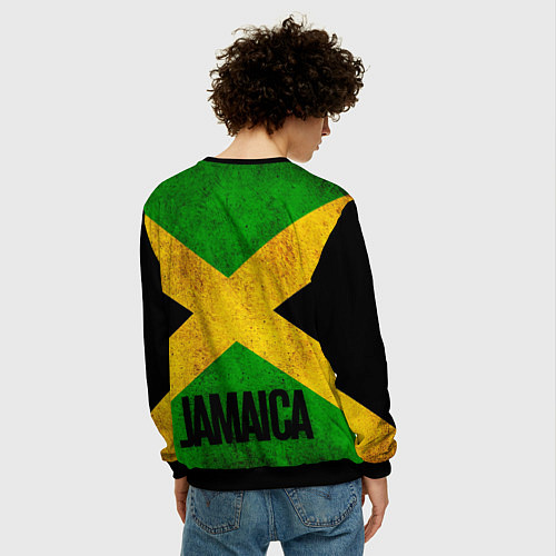 Мужской свитшот Jamaica lion flag / 3D-Черный – фото 4