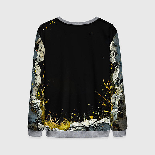 Мужской свитшот Лось на черном / 3D-Меланж – фото 2