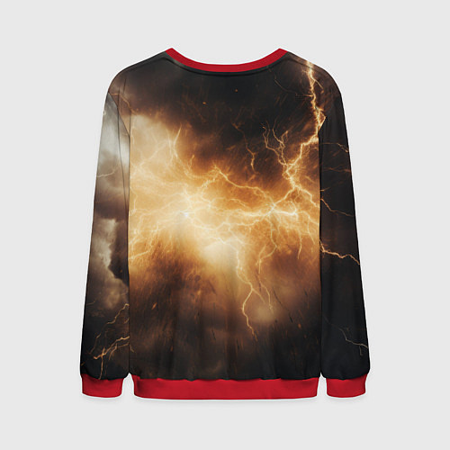 Мужской свитшот Kingdom Come Deliverance 2 желтые молнии / 3D-Красный – фото 2