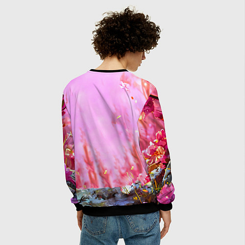Мужской свитшот Росомаха в розовом лесу / 3D-Черный – фото 4