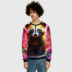 Свитшот мужской Росомаха в розовом лесу, цвет: 3D-черный — фото 2