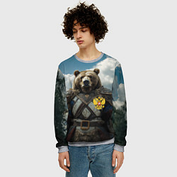Свитшот мужской Русский медведь воин, цвет: 3D-меланж — фото 2