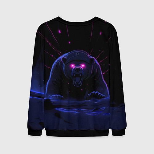 Мужской свитшот Россия агрессивный медведь / 3D-Черный – фото 2