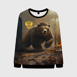 Свитшот мужской Русский бурый медведь, цвет: 3D-черный