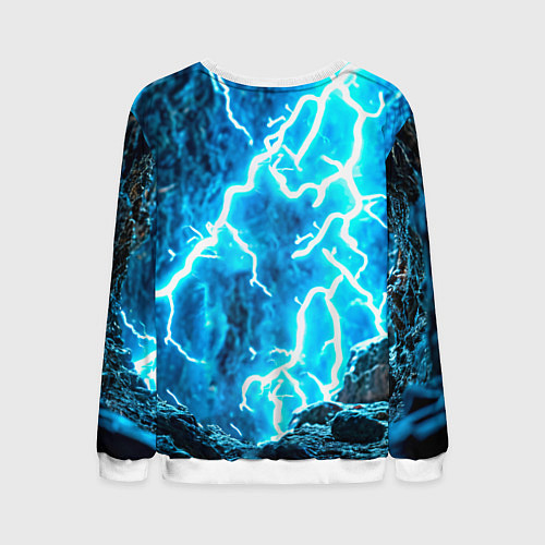Мужской свитшот Волк в разрядах молнии / 3D-Белый – фото 2