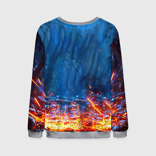 Мужской свитшот Волк искры под лапами / 3D-Меланж – фото 2