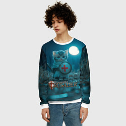 Свитшот мужской Stronghold Crusader котик рыцарь, цвет: 3D-белый — фото 2