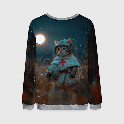 Мужской свитшот Kingdom Come Deliverance 2 рыцарь котенок / 3D-Меланж – фото 2