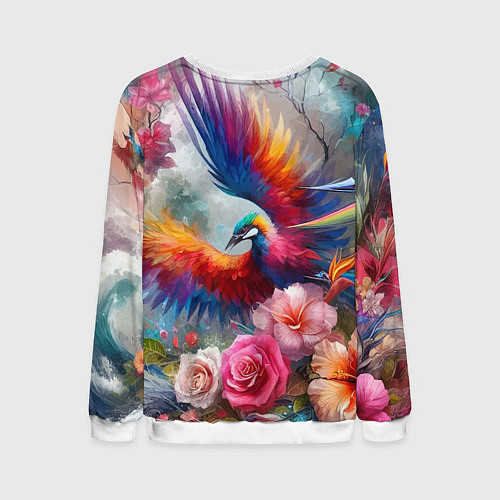 Мужской свитшот Тропическая птица / 3D-Белый – фото 2