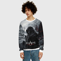 Свитшот мужской Assassins Creed охотник в горах, цвет: 3D-белый — фото 2