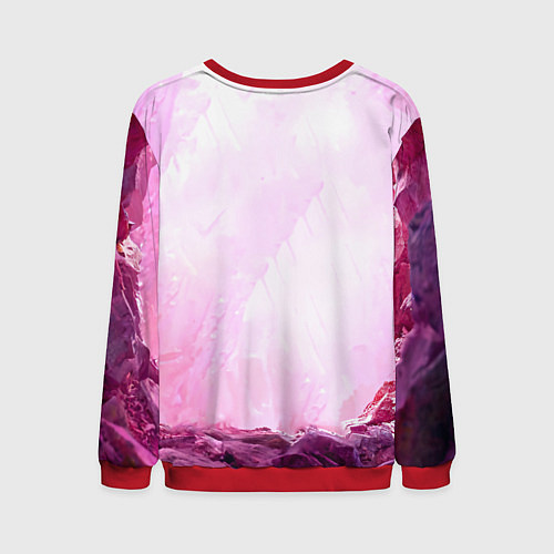 Мужской свитшот Волк в розовом / 3D-Красный – фото 2