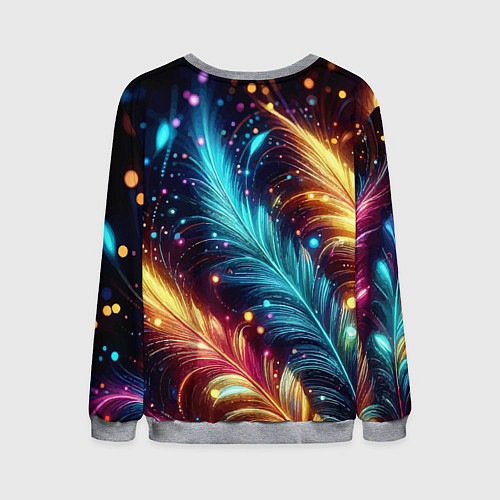 Мужской свитшот Неоновые разноцветные перья / 3D-Меланж – фото 2