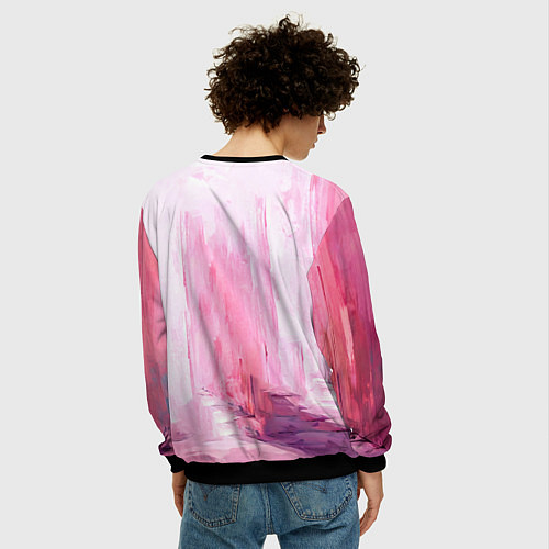 Мужской свитшот Розовый медведь / 3D-Черный – фото 4
