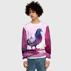 Свитшот мужской Голубь в розовом, цвет: 3D-белый — фото 2