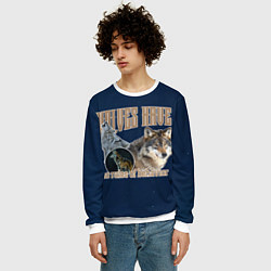 Свитшот мужской Волки в ночи, цвет: 3D-белый — фото 2