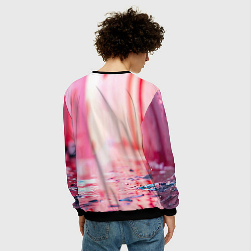 Мужской свитшот Чайка на розовом / 3D-Черный – фото 4