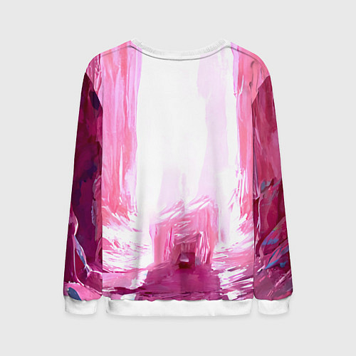 Мужской свитшот Пингвин в розовом / 3D-Белый – фото 2
