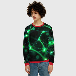 Свитшот мужской Зеленый нейроны, цвет: 3D-красный — фото 2