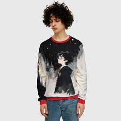 Свитшот мужской Гарри Поттер в черной мантии, цвет: 3D-красный — фото 2