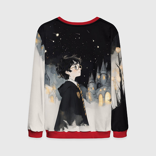 Мужской свитшот Гарри Поттер в черной мантии / 3D-Красный – фото 2