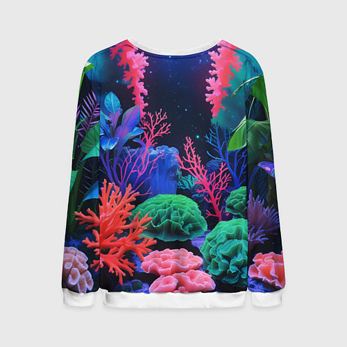 Мужской свитшот Подводный мир с кораллами / 3D-Белый – фото 2