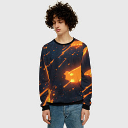 Свитшот мужской Оранжевая краска в движении, цвет: 3D-черный — фото 2