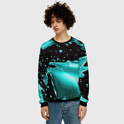 Свитшот мужской Разрыв голубой краски, цвет: 3D-черный — фото 2