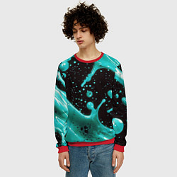 Свитшот мужской Голубая краска и капли, цвет: 3D-красный — фото 2