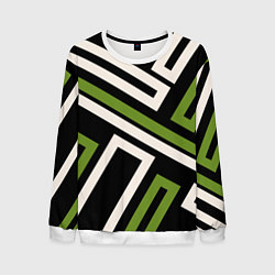 Свитшот мужской Прямоугольники по диагонали-зеленый, черный, цвет: 3D-белый
