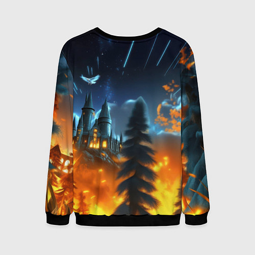 Мужской свитшот Гарри Поттер замок в небе / 3D-Черный – фото 2
