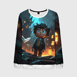 Свитшот мужской Маленький удивленный Гарри Поттер, цвет: 3D-белый