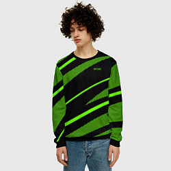 Свитшот мужской Sport чёрный и зелёный полосы, цвет: 3D-черный — фото 2