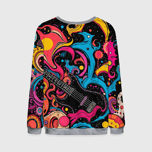 Мужской свитшот Psychedelic abstract guitar / 3D-Меланж – фото 2