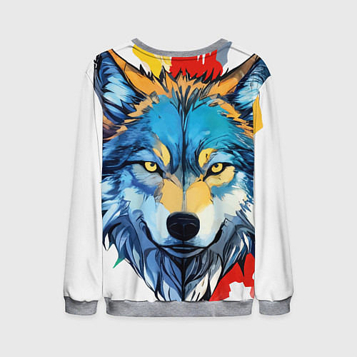 Мужской свитшот Волк яркий арт / 3D-Меланж – фото 2
