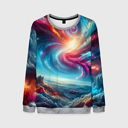 Свитшот мужской Fantastic neon space landscape - ai art fantasy, цвет: 3D-меланж