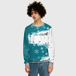 Свитшот мужской Горы зовут сноуборд бирюза, цвет: 3D-меланж — фото 2