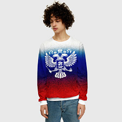 Свитшот мужской Герб России на фоне флага текстурный, цвет: 3D-белый — фото 2