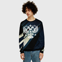 Свитшот мужской Герб России Двуглавый орёл чёрно-синий, цвет: 3D-черный — фото 2