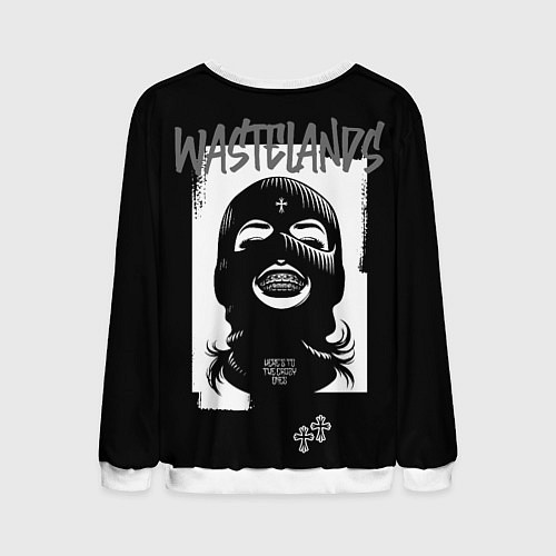 Мужской свитшот Крест и девушка в маске / 3D-Белый – фото 2