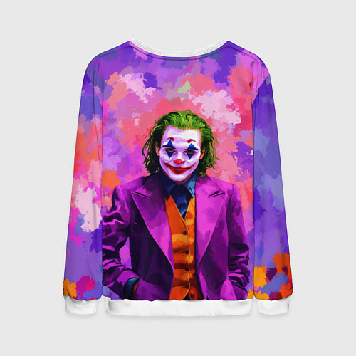Мужской свитшот Джокер и фиолетовые краски / 3D-Белый – фото 2